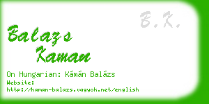 balazs kaman business card
