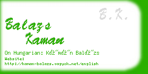 balazs kaman business card